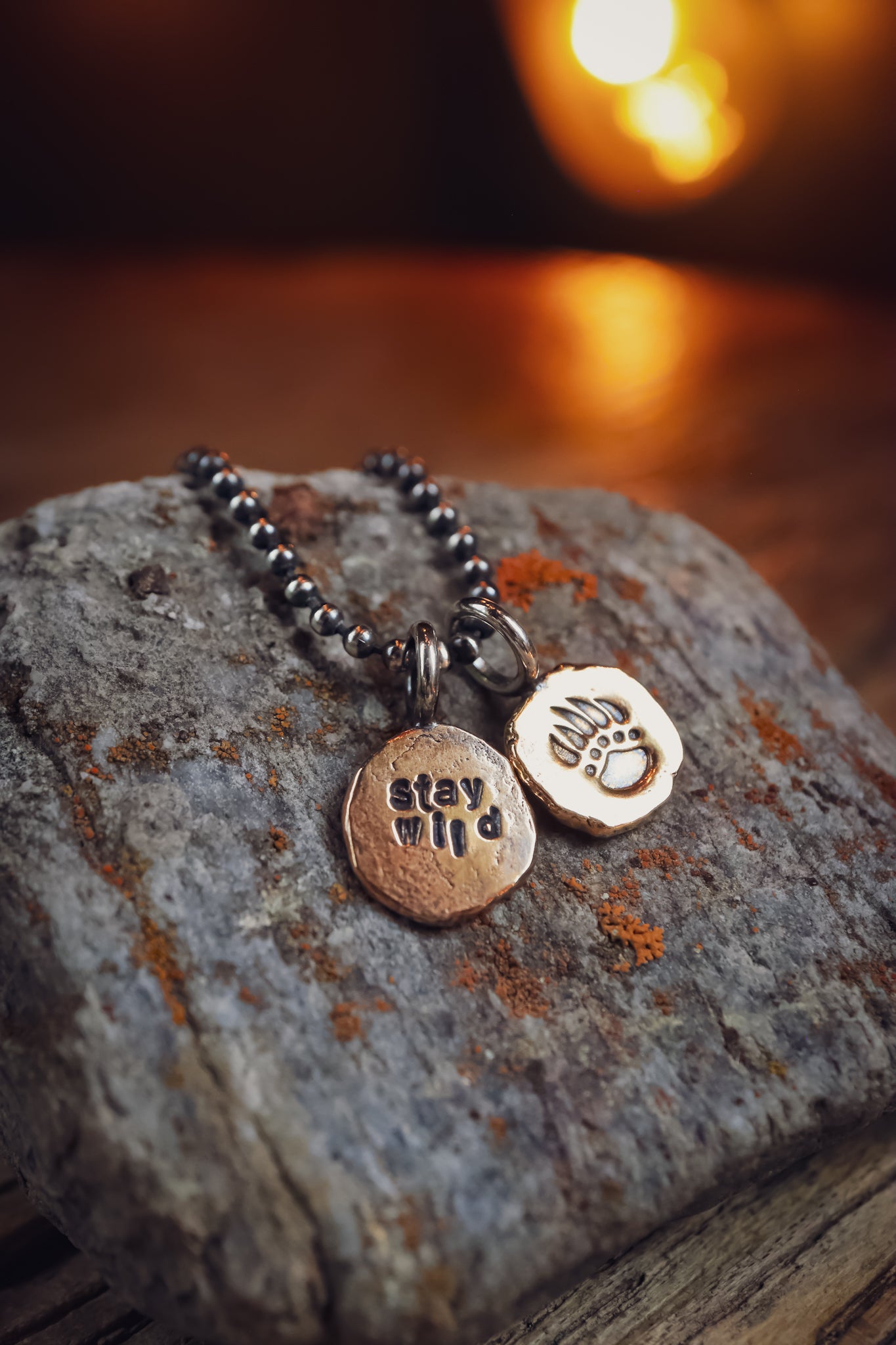 the Stay Wild Bear Track Necklace (brass)