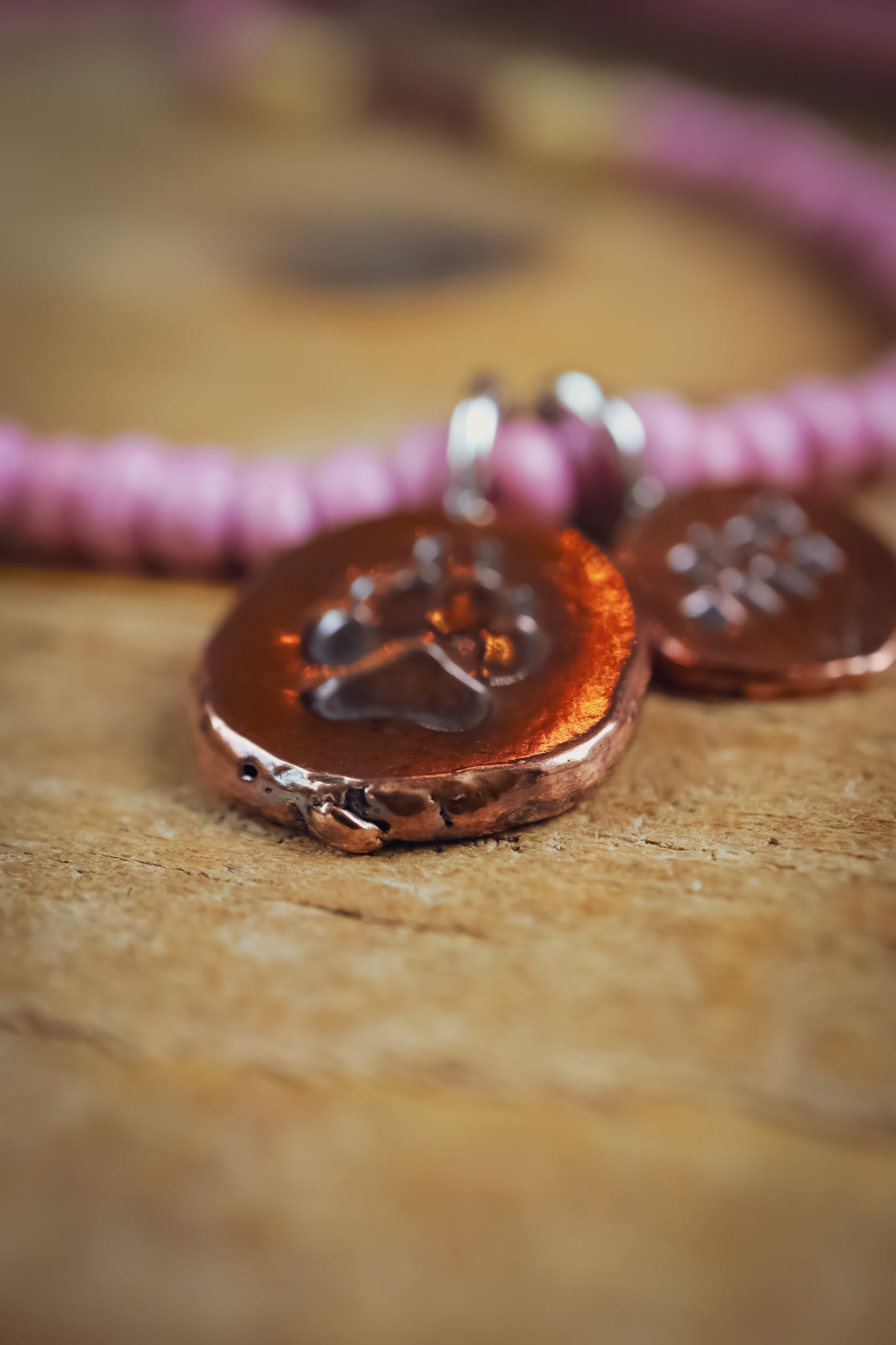 the Stay Wild Wolf Track Beaded Necklace (copper)