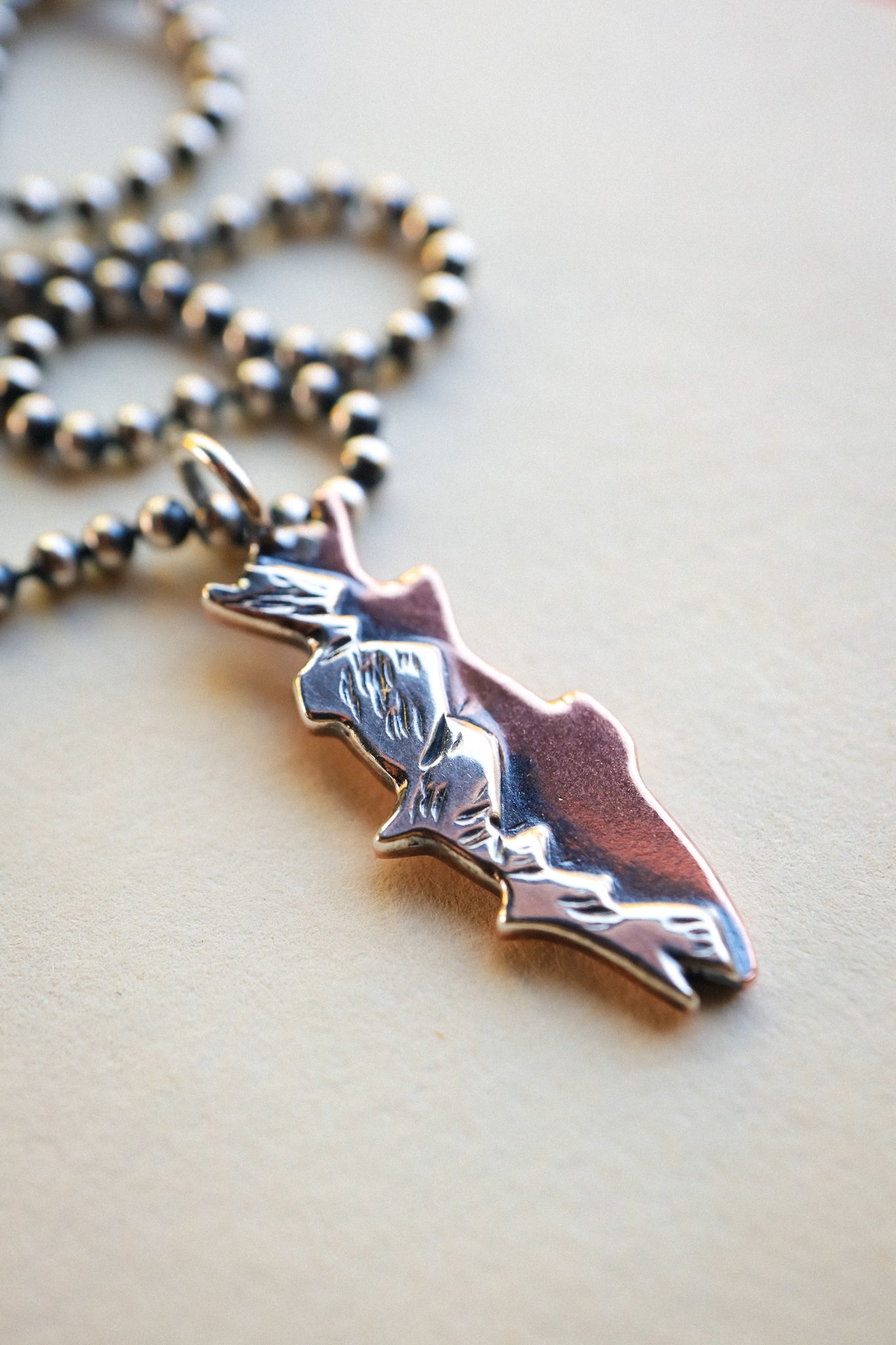 the Mountain Trout Necklace (copper + sterling silver)