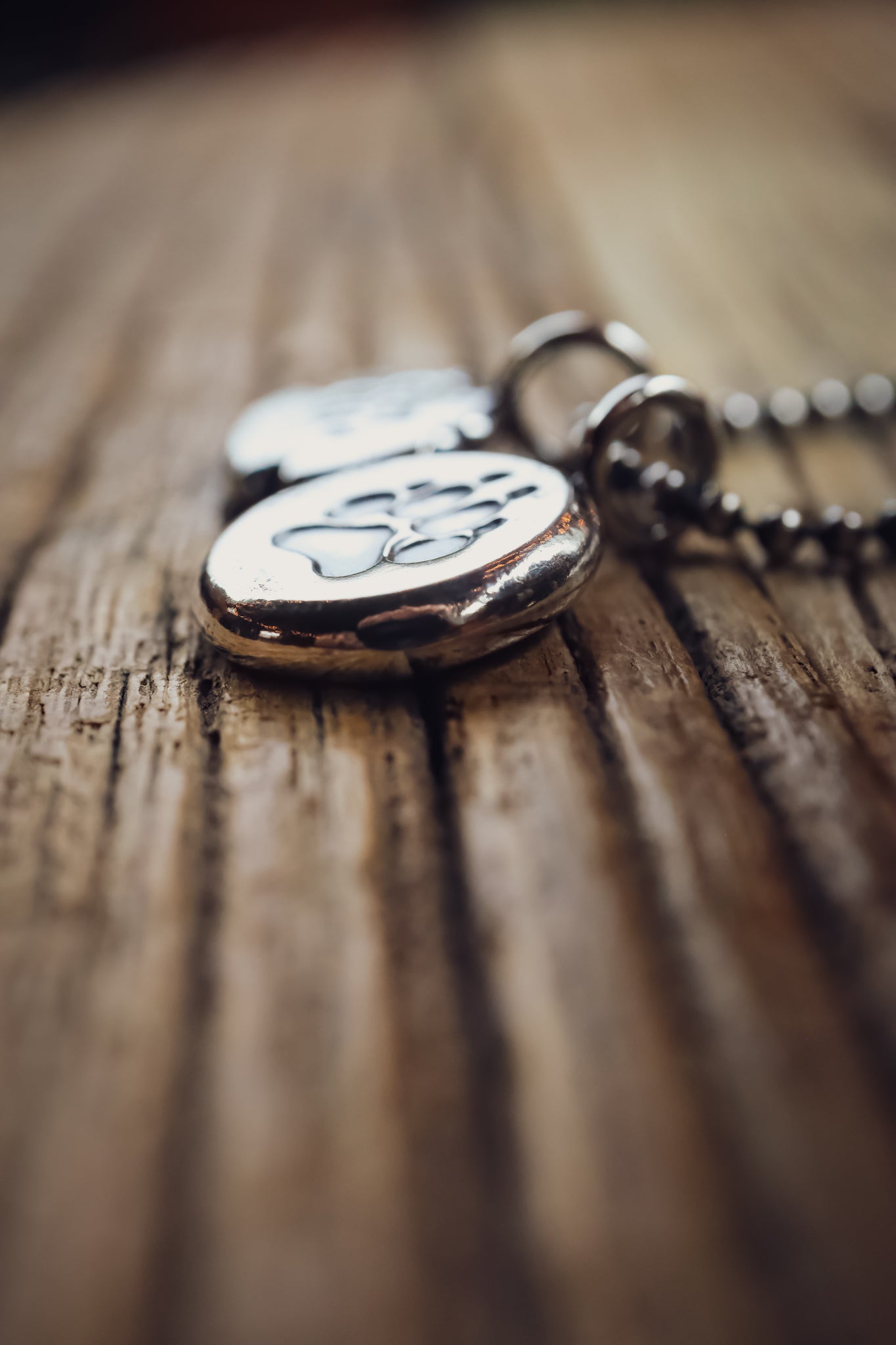 the Stay Wild Wolf Track Necklace (reclaimed sterling silver)