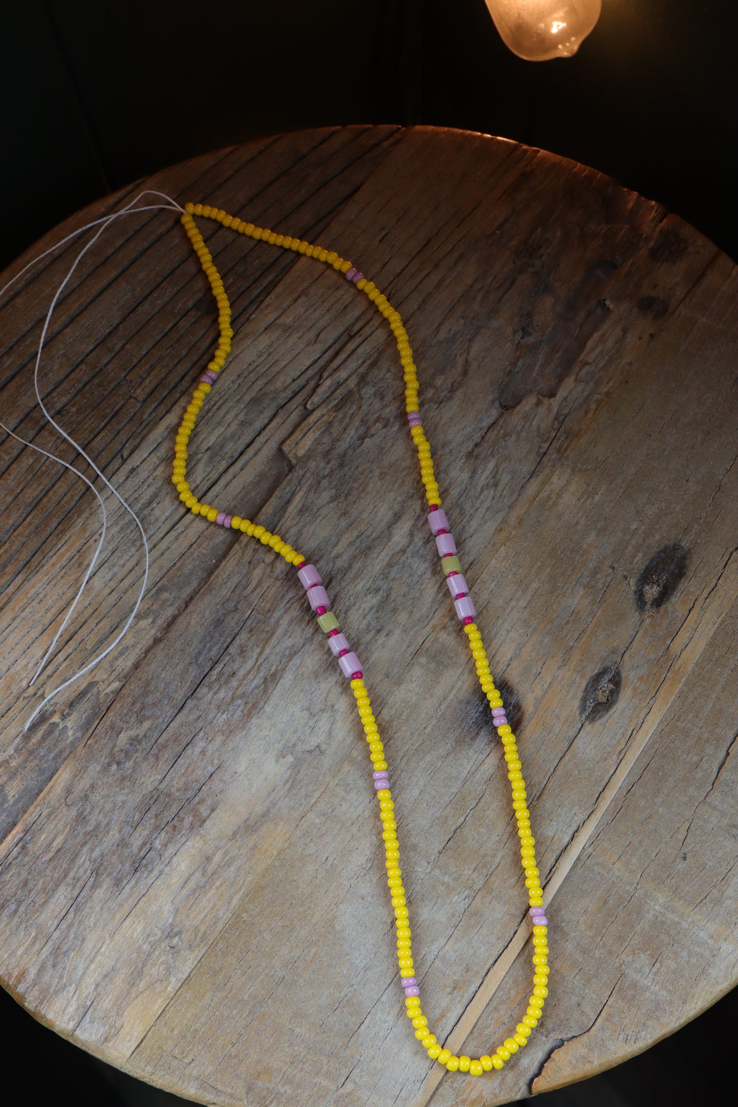 Custom Pink + Yellow Beaded Necklace for Nicholas