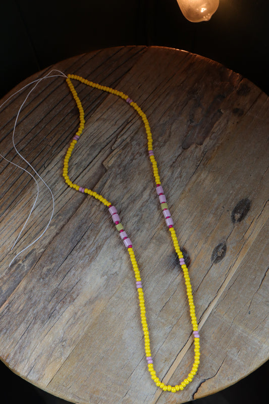 Custom Pink + Yellow Beaded Necklace for Nicholas