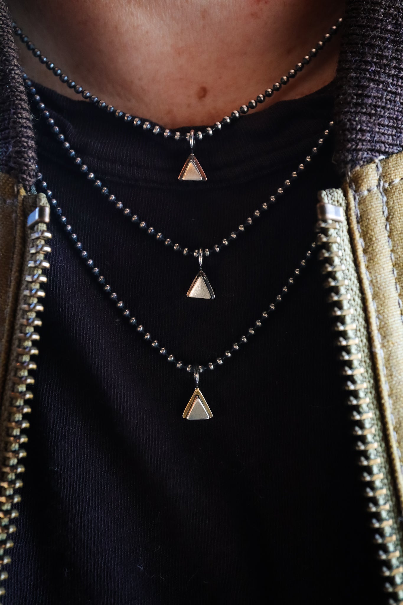 the Geo Mountain Necklace (copper + silver)