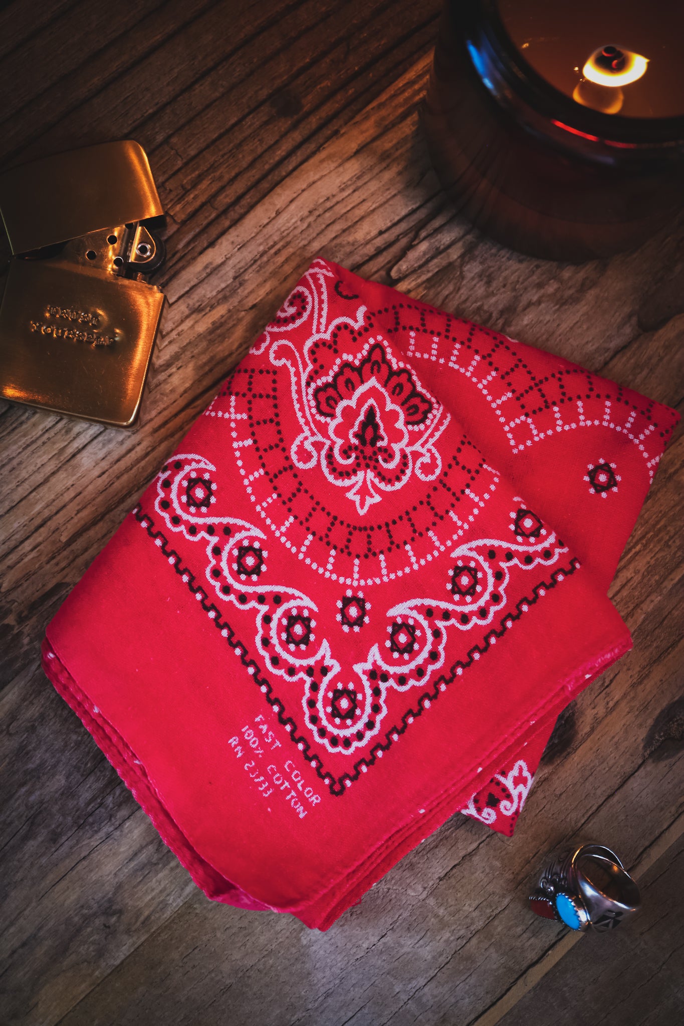Vintage 1950’s-60’s Rare Pattern Red Eureka Brand Fast Color Bandana