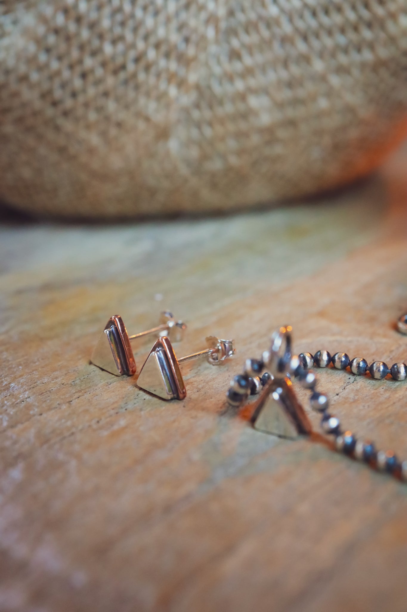 the Geo Mountain Necklace (copper + silver)