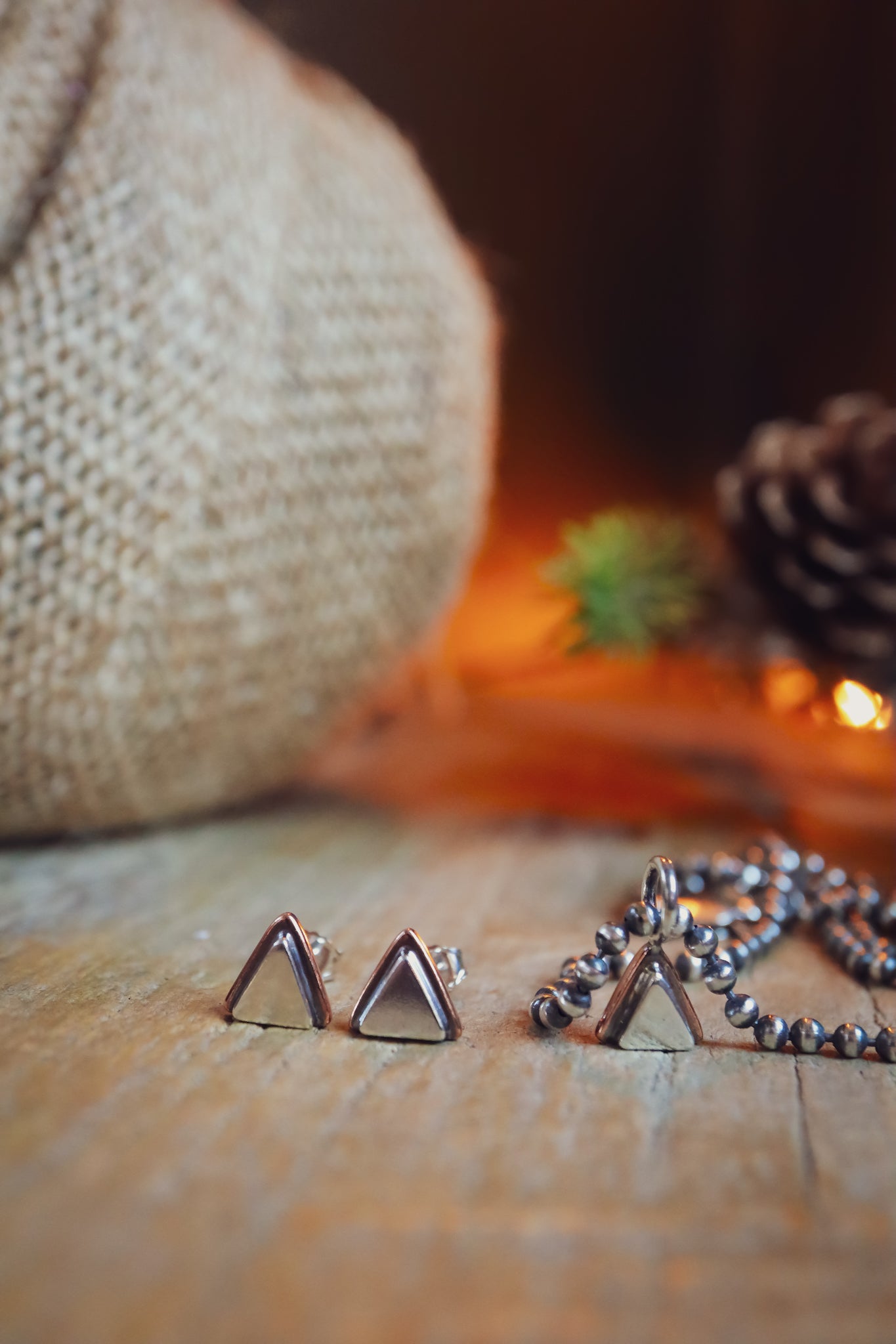 the Geo Mountain Necklace (copper + silver)