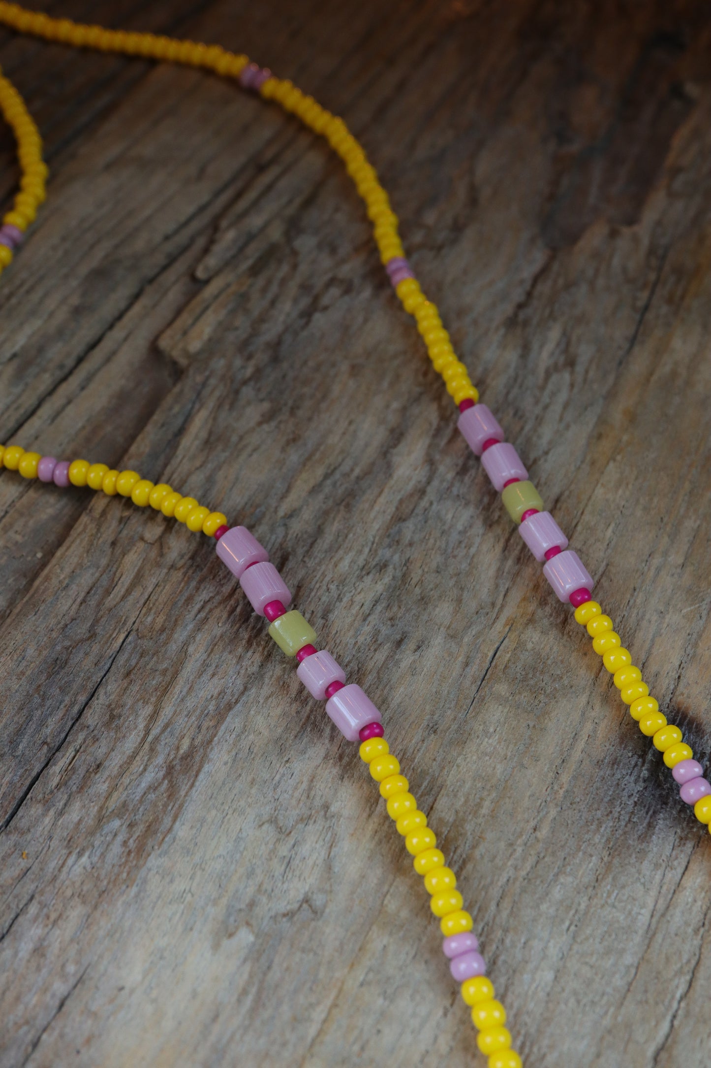 Custom Pink + Yellow Beaded Necklace for Nicholas