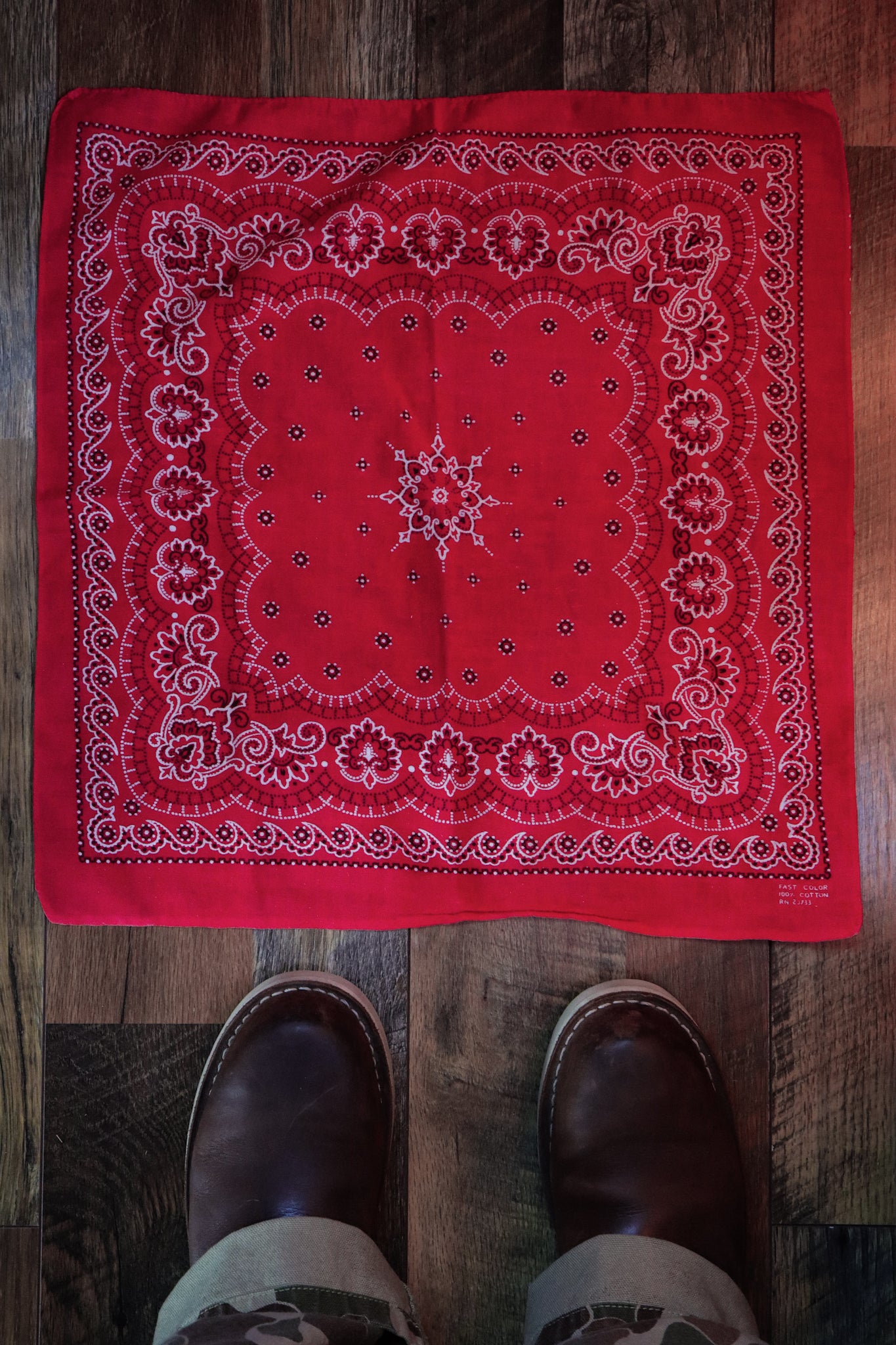 Vintage 1950’s-60’s Rare Pattern Red Eureka Brand Fast Color Bandana