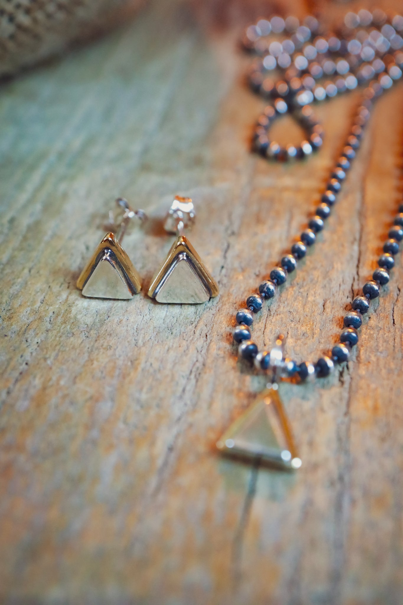 the Geo Mountain Necklace (brass + silver)