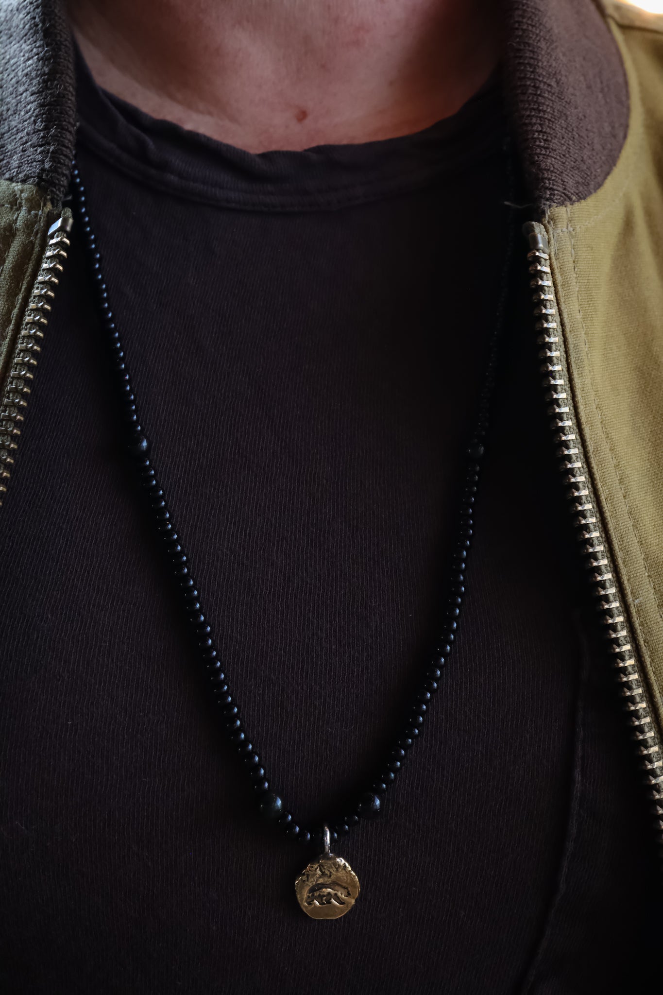 the Matȟó Pahá (Bear Mountain) Beaded Necklace