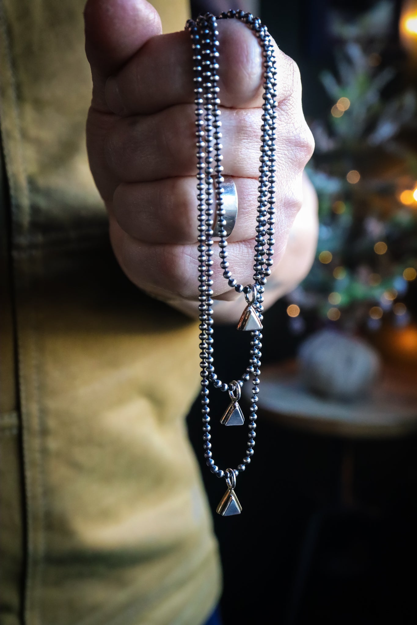 the Geo Mountain Necklace (brass + silver)