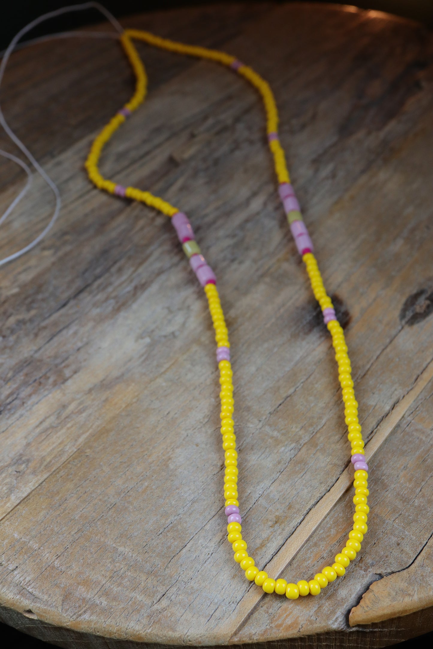 Custom Pink + Yellow Beaded Necklace for Nicholas