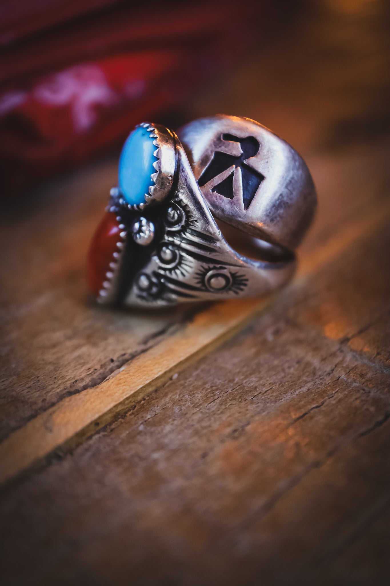 Vintage 1960’s-70’s Sterling Silver Cigar Band Thunderbird Ring